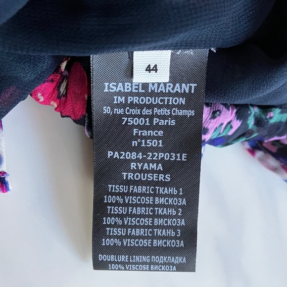 NWT Isabel Marant Lightweight Lined Floral Ryama Trousers 44 L XL 12 - Picture 6 of 6
